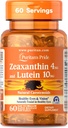 Puritans Pride Zeaxanthin 4mg med Lutigold ™ Lutein 10mg carotenoider, Kosttilskud til sunde øjne og syn, 60 Easy- to- Swallow Rapid Release Softels