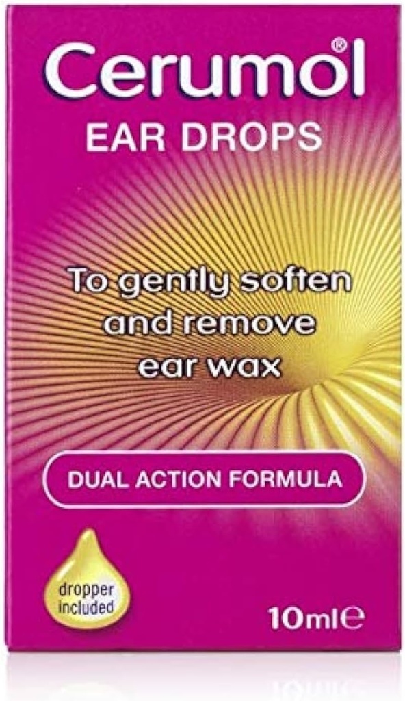 Dual Action Øredråber, 10ml, Gentle Formulering, Hjælper Relieve Symptomer på Ørevoks, Softens Earwax, Dropper inkluderet