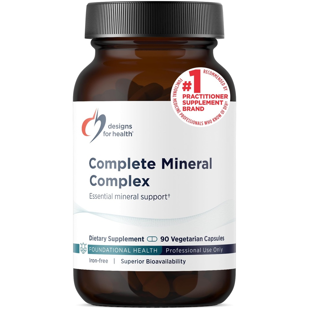 Design for sundhed Complete Mineral Complex - Essential + Trace Minerals Supplement med Magnesium Malat, Chrom, Zink + Mere - Iron- Free Multi Minerals Blend - Vegan + Gluten Free (90 kapsler)