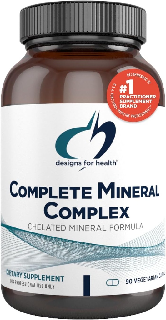 Design for sundhed Complete Mineral Complex - Essential + Trace Minerals Supplement med Magnesium Malat, Chrom, Zink + Mere - Iron- Free Multi Minerals Blend - Vegan + Gluten Free (90 kapsler)
