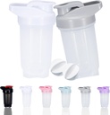 Shaker Flaske Protein Shakes Cup og 10- Ounce / 300ML Shaker- Flaske med Whiske Bolde, Protein Shaker- Flasker Set, Non- BPA plast (Grå + hvid (2PCS))