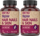 DEVA Vegan Vitamin Hår, Nails & Skin Supplement med 500 mcg Biotin per tablet 90 tabletter (pakke med 2)