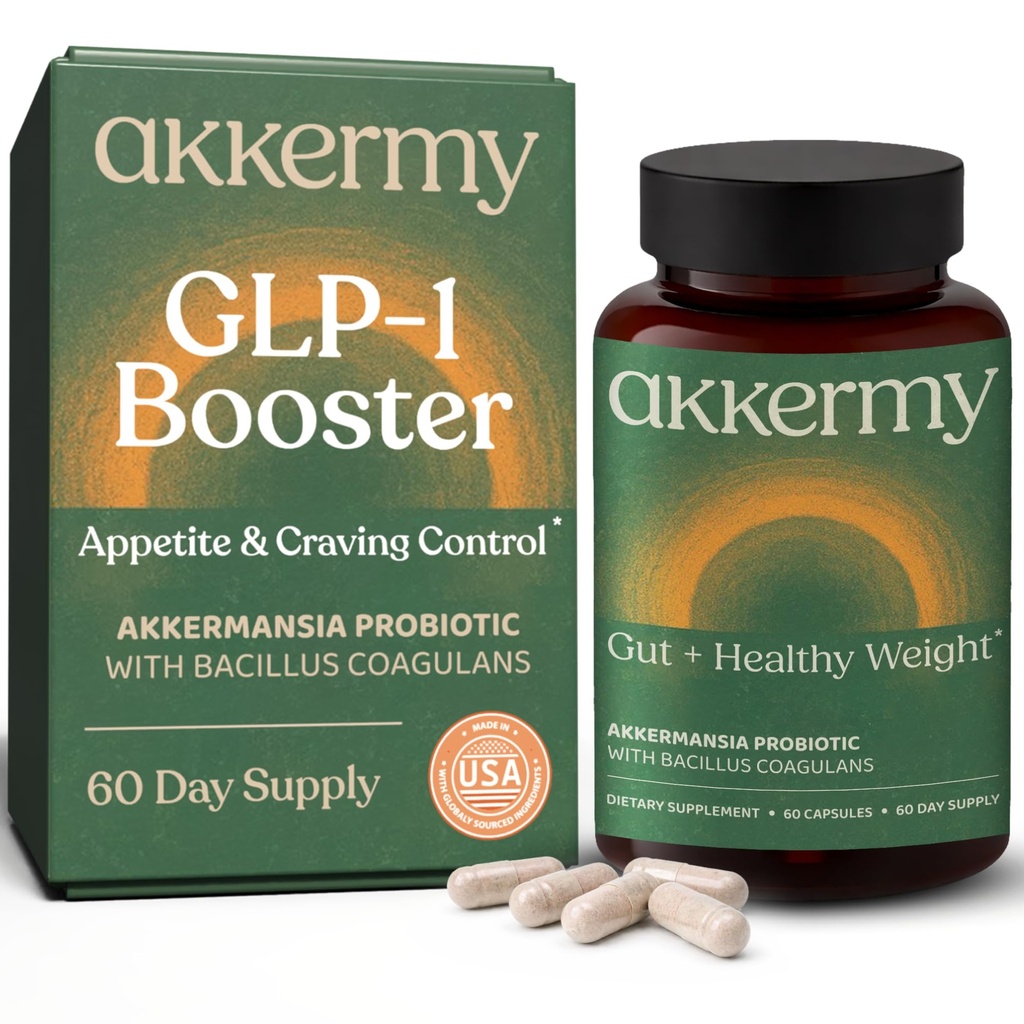 Akkermansia Probiotic for Appetite & Craving Control Measures GLP-1 & Boosts Sund Vægt Mea124; 60 Day Supply Measures 124; Made in USA Measures 124; Bacillus Coagulans, B2, D3 & Chrom Measures 124; SIBO Friendly, Vegan, Gluten Free