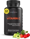 Livingood Daily Vitamin C tillæg, 3-in-1 Hele Food- baserede C vitamin med Acerola & Amla Frugt Ekstrakter og Citrus Bioflavonoider til immunforsvar, Vegan, Gluten Free, Ikke GMO, 60 kapsler
