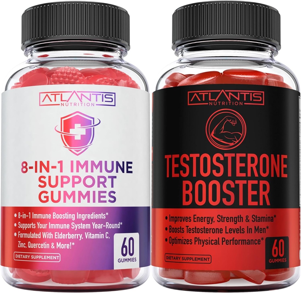 Atlantis Nutrition 8- in-1 Immunstøtte 60 Gummies + Testosteron Booster 2- Pack (120 Gummies)