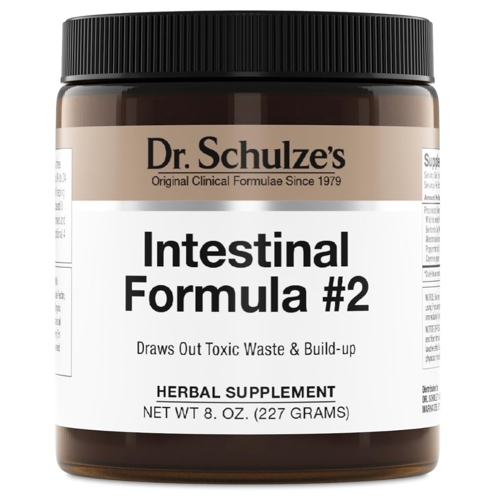Dr. Schulzes Intestinal Formel # 2 - Cleansing Supplement for Colon Health Support - Understøtter Daily Elimination - Plant- Based Herbal Supplement - Gluten- Free & Vegan - 8 oz