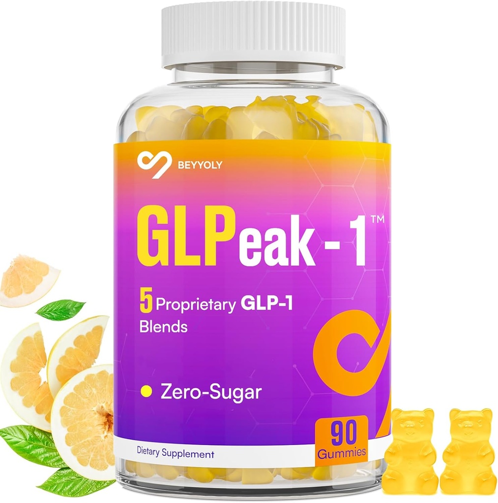 GLP ONE Supplementer 124; Probiotisk Gummy til kvinder og mænd, 17- in-1 GLP ONE Kosttilskud med Akermansia Probiotic, Berberine, GLP ONE Gummy til GLP ONE Naturligvis, Yuzu Flavor, Zero- sukker - 90 Gummies