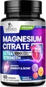 Magnesium Citrate Supplement Pills 1000mg - 3X Styrke Magnesium Kosttilskud til ben, muskel, hjerte, naturens søvn støtte til mænd og kvinder, Vegan Mag Mineral, Non- GMO, Flasket i USA, 60 kapsler