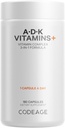 Kodeage ADK Vitaminer Supplement - Essential Vitamin A, D3 5000 IE, K1 & K2 (MK4 & MK7) - 6 - Måned Supply - 1 Kapsel pr Servering, Non- GMO, Gluten- Free - 180 Kapsler
