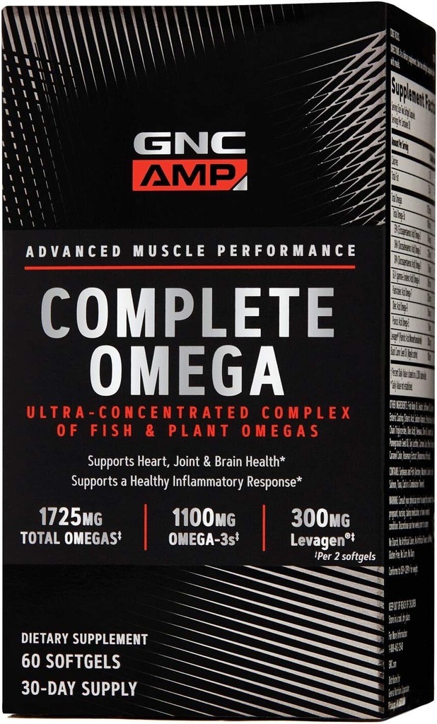 GNC AMP Complete Omega, støtter hjerte, fælles, hjerne sundhed, 60 Greve