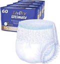 LivDry Large Ultimate Voksen Inkontinens Undertøj, Høj Absorption, Læbe Cuff Beskyttelse, L, 60- Pack
