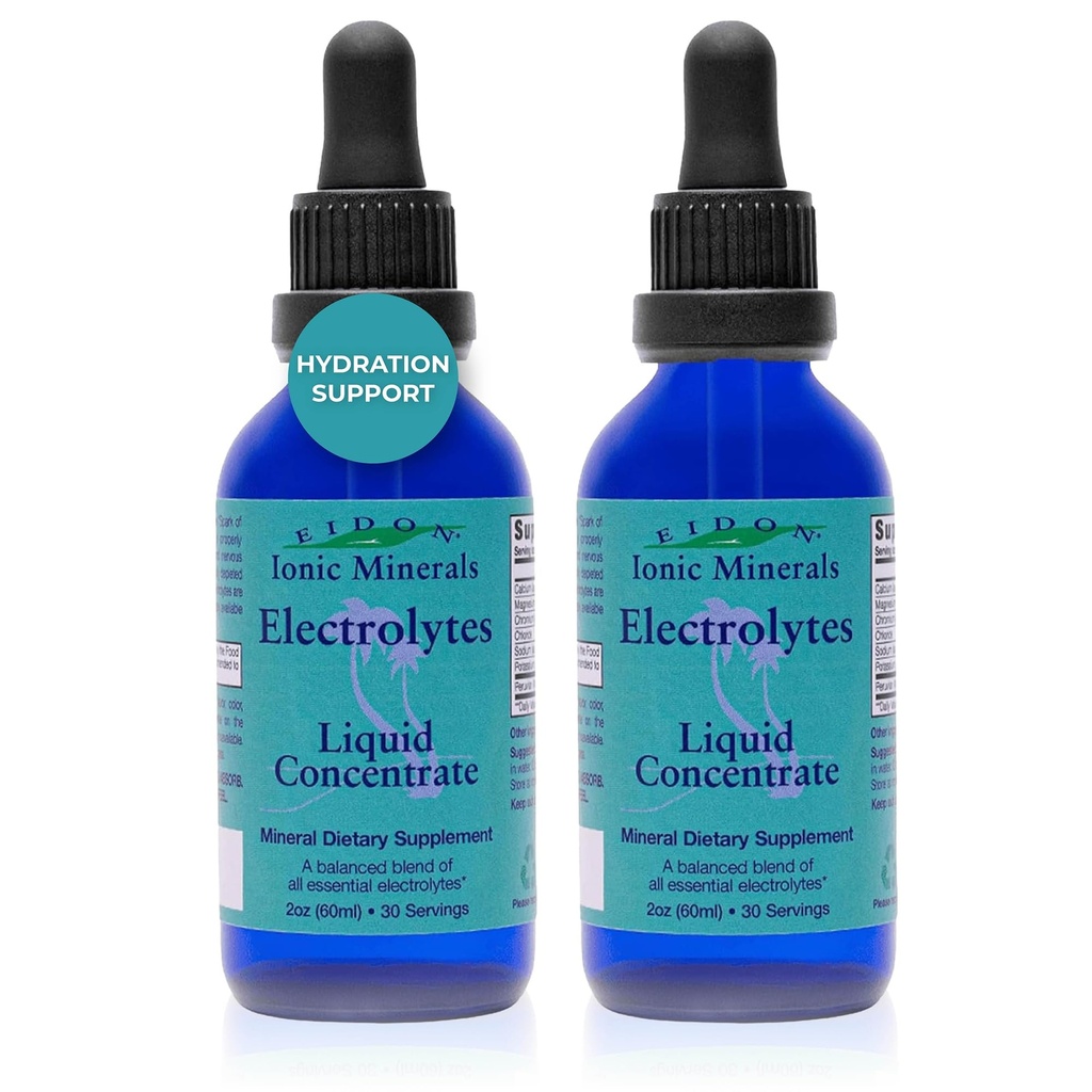Eidon Electrolytes - Flydende elektrolytdråber, Ionic Mineral supplement til Tilføjelse til vand, Replenish & Balance Electrolyte Equilibrium, Hydration Support, Usødet sukker fri - 2 oz, 2 pakke