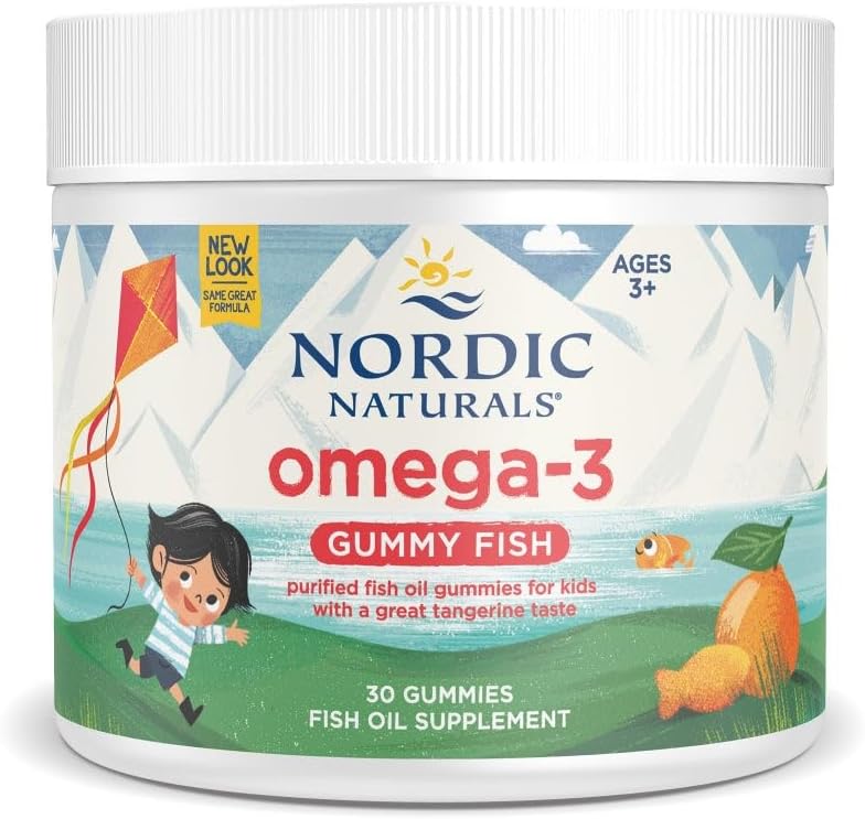 Nordic Naturals Nordic Omega-3 Gummy Fish, Tangerin - 30 Gummy Fish - 124 mg Total Omega- 3s med EPA & DHA - Non- GMO - 30 Servering