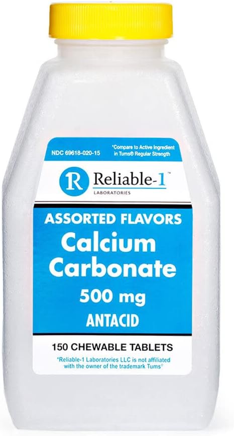 Pålidelig 1 Calciumcarbonat 500 mg 150 tabletter (1 flaske)