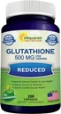 aSquared Nutrition Reduceret Glutathione 500 mg per servering supplement - 200 kapsler -L- Glutathion Antioxidant til at understøtte leversundhed & Detox - Max Strength Powder piller til at hjælpe immunforsvar & hjerne funktion