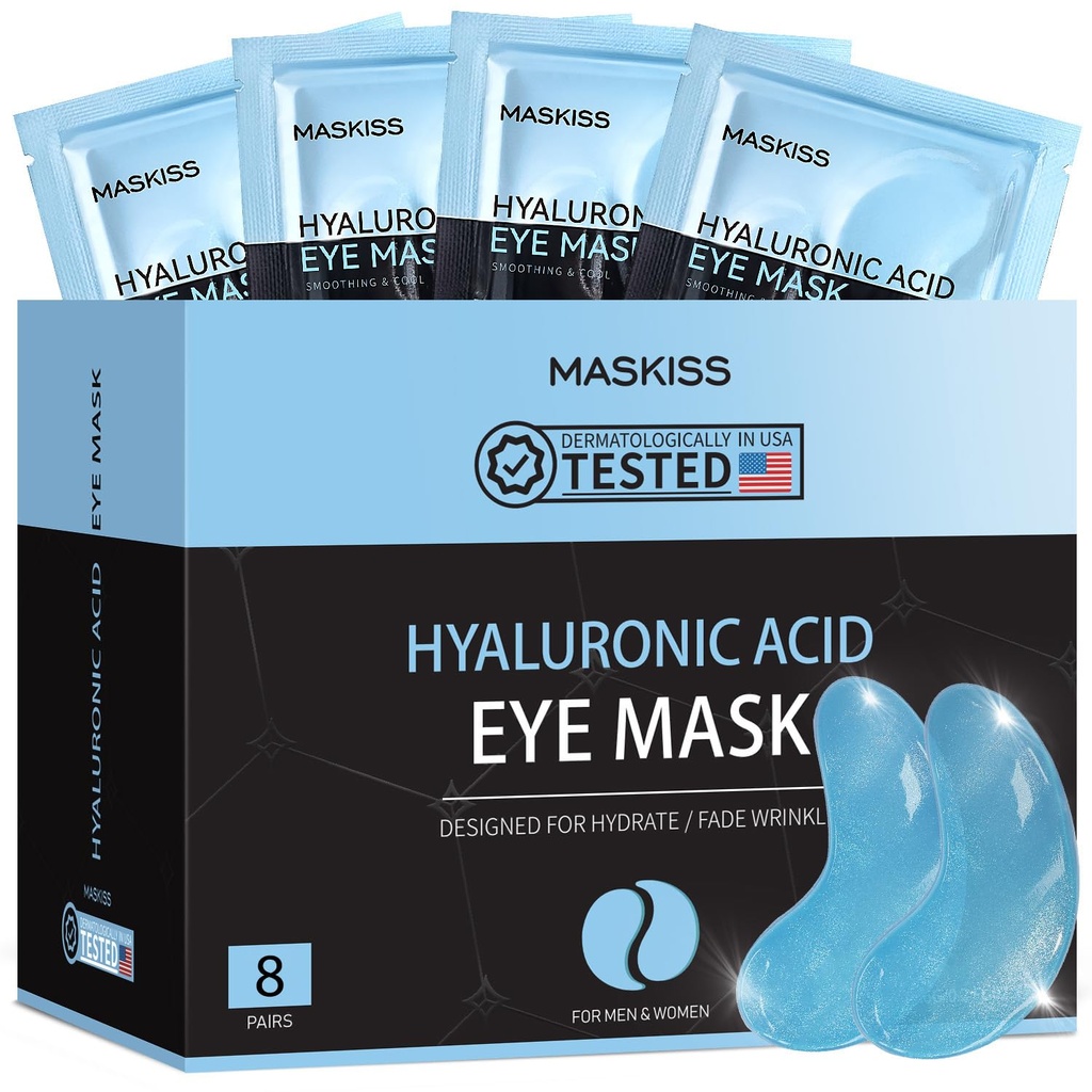 Under Eye Patches (8 Par), Hyaluronsyre Eye Masker til mørke cirkler Puffy øjne Undereye tasker, Collagen Eye Patches til Wrinkler og Hydrate, Skin Care Gave til hende
