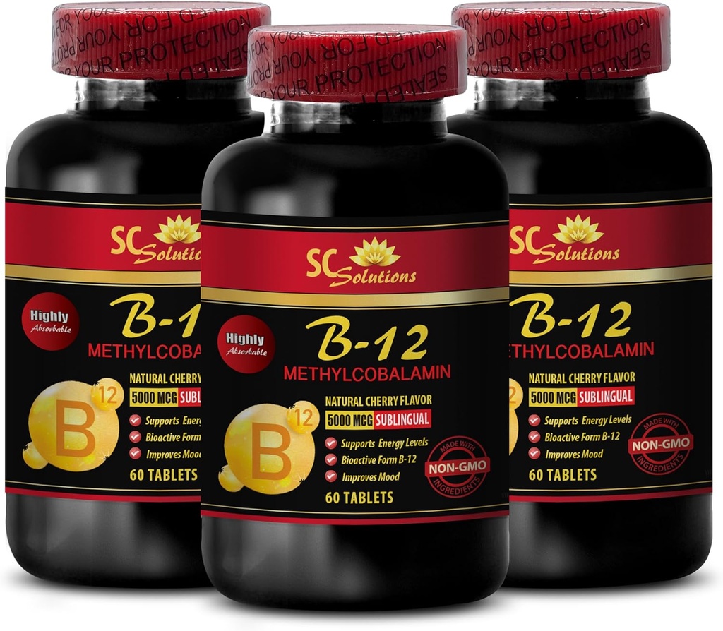 immunsupportpiller - METHYLCOBALAMIN VITAMIN B- 12 5000 - anti aging supplement til kvinder, bedste energitilskud, udholdenhed udholdenhed, immunsupportkapsler, vitamin b 12 metabolisme - 3 Bot 180