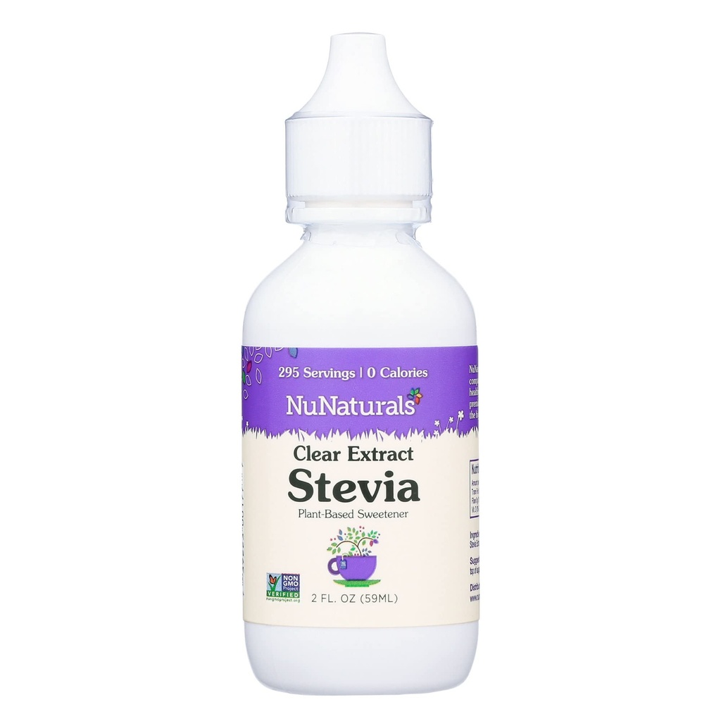 NuNaturals Clear Extract Stevia, Plant- baseret sødestof, Plastic Flaske, 2 oz