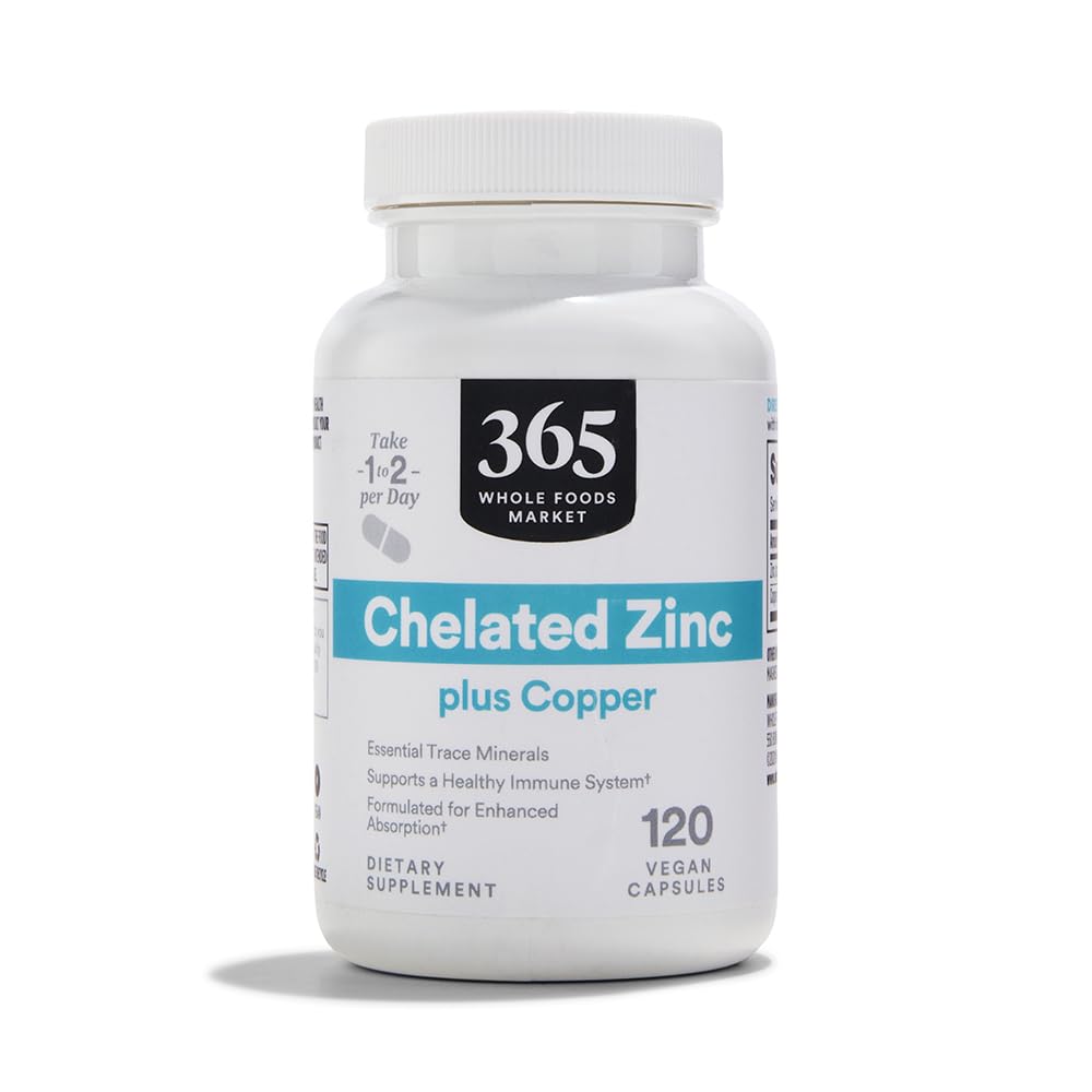 365 af Whole Foods Market, Chelated Zink plus kobber, 120 Greve