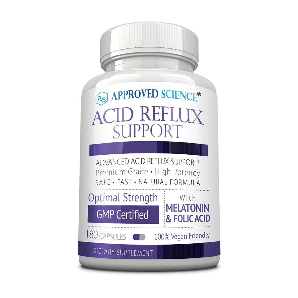 Godkendte Science ® Acid Reflux Support - med Melatonin, Marshmallow Root, L-Taurine -180 Kapsler - Vegan
