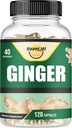 Ingefær Root Kapsler Lavet med Økologisk Ingefær Root Powder 2500mg per servering, 120 Vegetabilske Kapsler 40 Servering