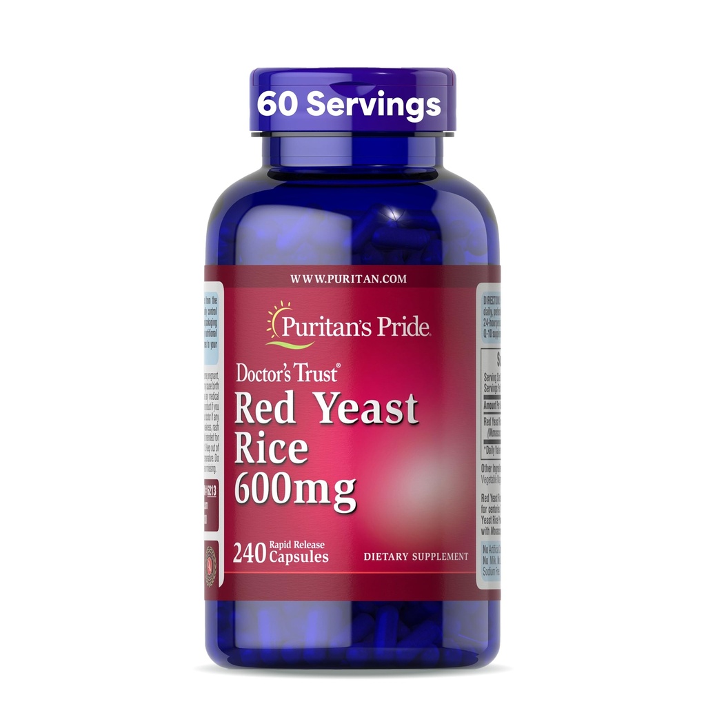 Puritan 's Pride Doctors Trust ® Red Yeast Rice 600mg, Kosttilskud, 240 Rapid Release Kapsler