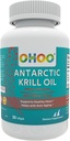 OHOO Antarktiske krill Oil 500mg Omega-3 EPA & DHA Supplement, Phopholipids, Antioxidant Astaxanthin, Understøtter sundt hjerte og anti-aging supplement med ingen Fishy Aftersmage, 30 Softgels
