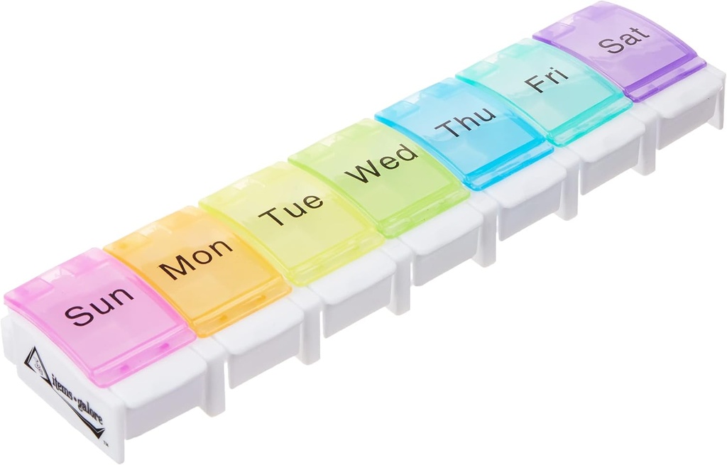 7-Day Pill Weekly Pill Organizer med Spring Open Design og store afdelinger til at holde medikamenter, vitaminer og kosttilskud. Gigt & rejse Friendly og BPA gratis