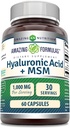 Amazing Formulas Hyaluronic Acid & MSM Supplement | 1000 Mg Per Serving | Capsules | Non-GMO | Gluten Free | Made in USA (1 Pack, 60 Count)
