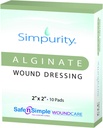 Calcium Alginate Sår Dressing 2 "x 2" -Simplity- Individuelle Thick Pads Antimikrobiel Alginate Klædning Fiber polstring Medical Sund Care Produkter til Bed Sore- Pressure Sore- Leg Ulcer- Diabetic Foot