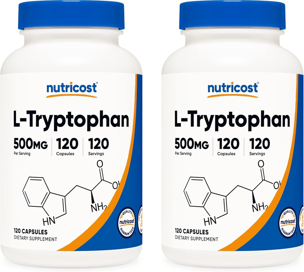 Nutricost L- Tryptophan 500 mg, 120 kapsler (2 flasker)