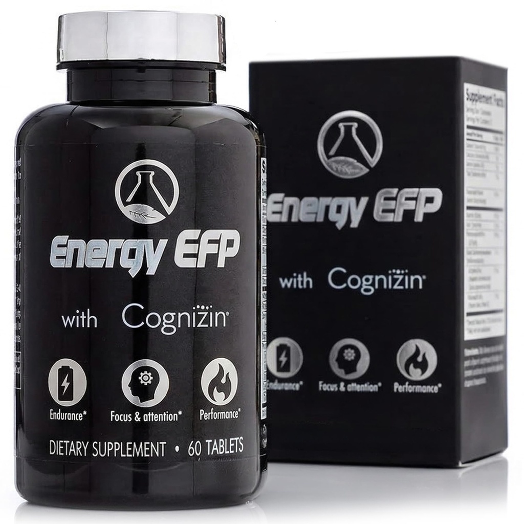 Energi EFP Brain Booster - 60Ct Nootrop Energy Kosttilskud til Focus & Stamina med Citicolin, B-vitamin, Ashwagandha, L- Theanine, Ginseng