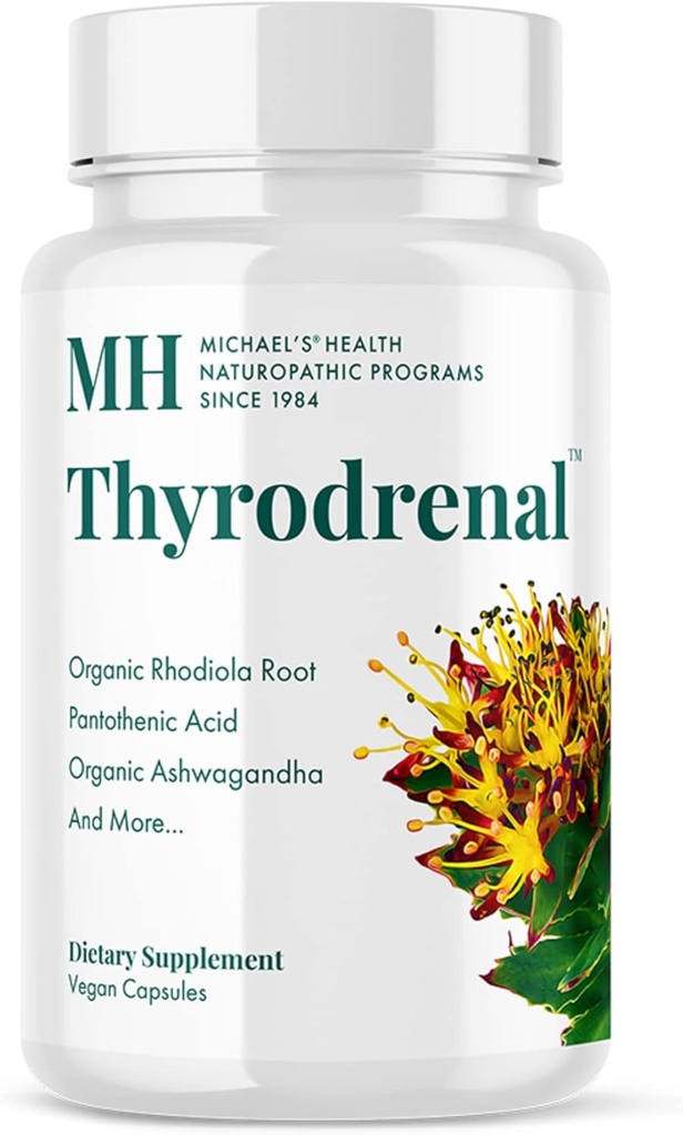 MICHAEL helbred Naturopatiske programmer Thyrodrenal - 60 Veganske kapsler - Understøtter Thyroid & Adrenal sundhed - med C-vitamin - 30 Servering