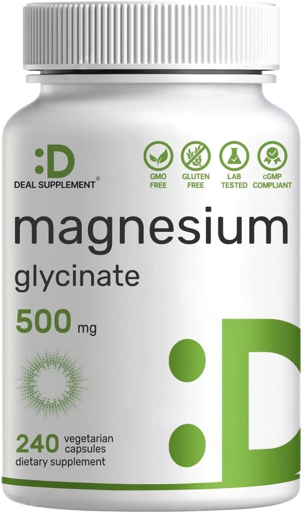 Magnesium Glycinat 500 mg, 240 Veggie Kapsler