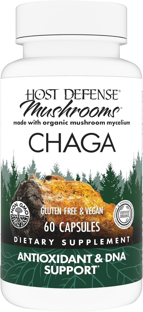 Værtsforsvar Chaga Kapsler - Immunsystemet Support - Chaga Mushroom Kapsler til Antioxidant Aktivitet Support - Kosttilskud - 60 Kapsler (30 Servere) *