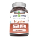 Amazing Formulas L- Lysin 500 Mg Amino Acid Supplement- 124; Kapsler - 124; Non- GMO - 124; Gluten- fri - 124; Fremstillet i USA (1 pakke - 124; 250 Tæl)