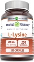 Amazing Formulas L- Lysin 500 Mg Amino Acid Supplement- 124; Kapsler - 124; Non- GMO - 124; Gluten- fri - 124; Fremstillet i USA (1 pakke - 124; 250 Tæl)