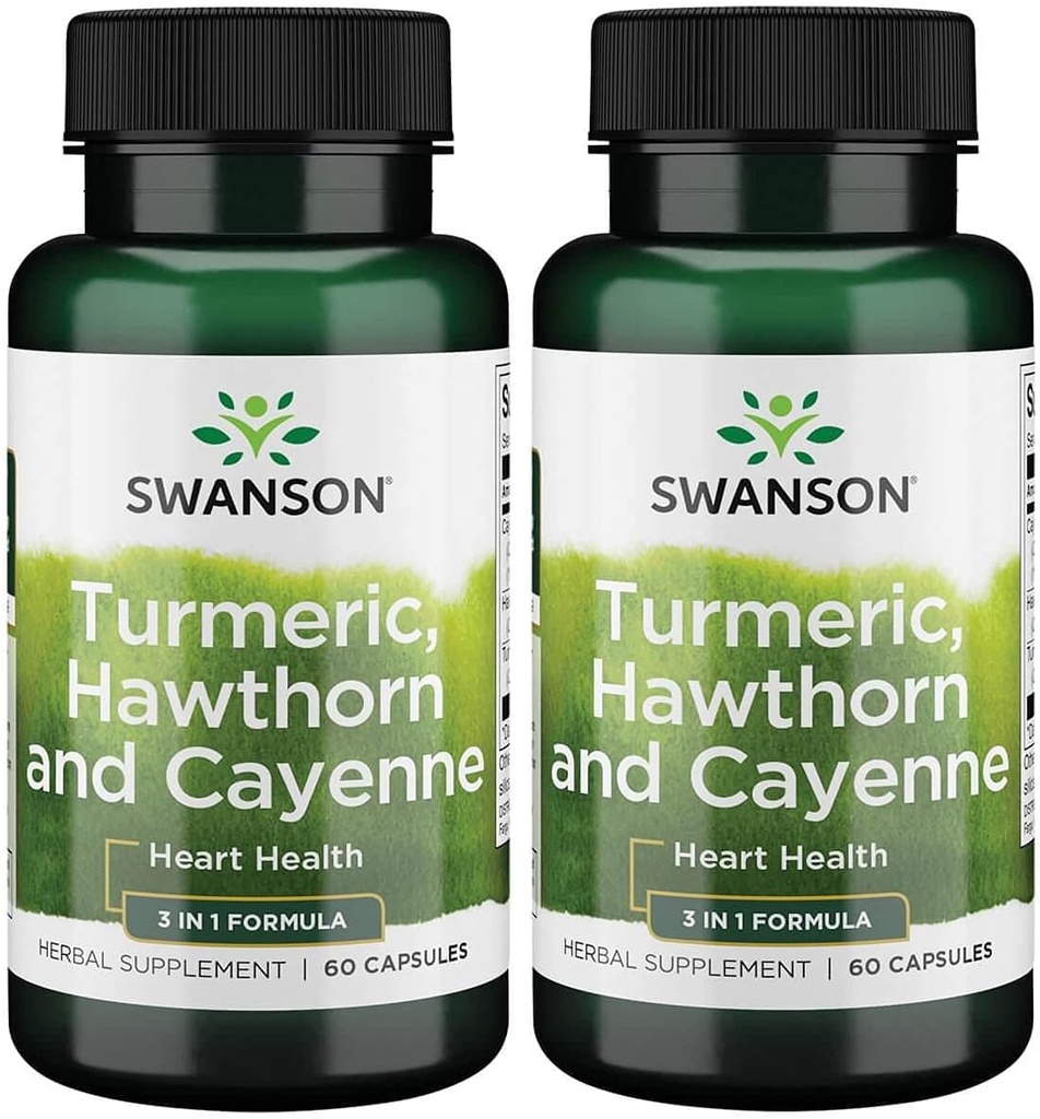 Swanson Full Spectrum Turmerisk Hawthorn & Cayenne 60 Kapsler (2 Pack)