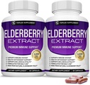 Organic Elderberry Kapsler med Sambucus Extract - Pure Elderberry Frugt til immunforsvar, Hud Sundhed & kraftfulde Antioxidant, Boost Immunitet for mænd og kvinder, 60 Veggie Kapsler, Non- GMO & ingen sukker