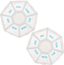 Deke Home - Medicine Pill Organizer med Braille Label (2 Pack), 14 dages pillebokse, Clear Lids, 2 Week Pill Organizer, Weekly Organizer for Medication Management, Compact, Easy Viewing