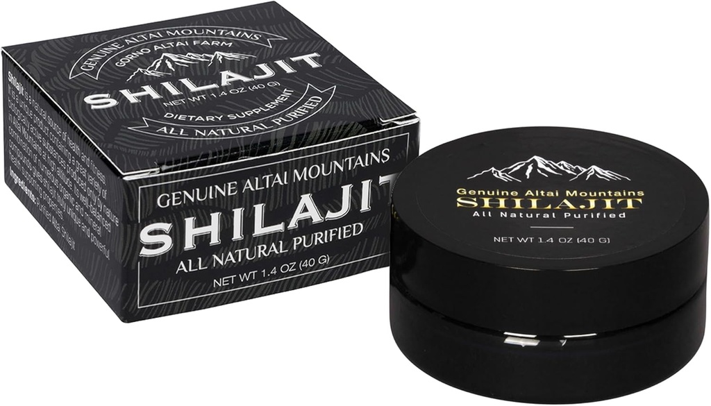 Sayan Pure Shilajit Resin 1.4oz / 40g, 265 Servering - Potent Organic Fulvic Acid Supplement - Understøtter immunsystem, hukommelse, fokus og leverer naturlig energi, Detox - Vegan, Non- GMO