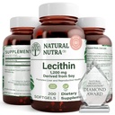 Naturlig Nutra Soy Lecithin 1200 mg Kosttilskud - Brain Function, Leversundhed, Forbedre Procreant Health, Boosting Supplement - Gluten- Free, BPA- Free, 200 Softgels i genanvendelige glasflasker