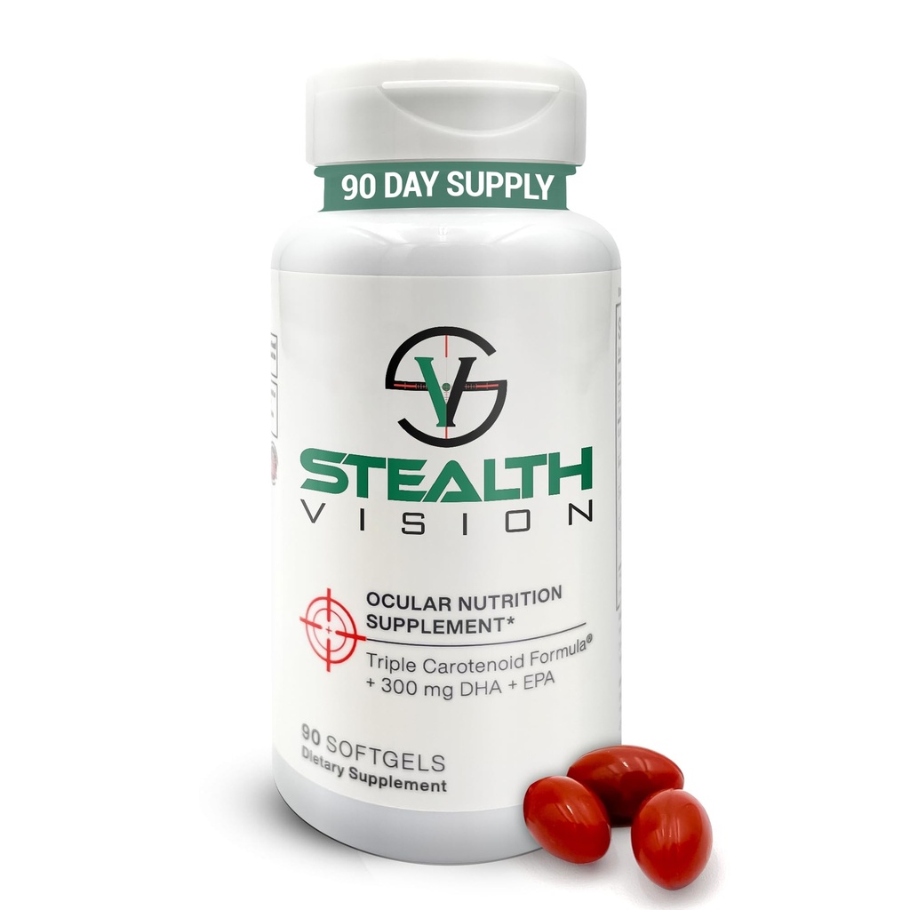 Stealth Vision Eye Vitamin, Eye Supplement with Lutein, Zeaxanthin, and Meso-Zeaxanthin, Non-GMO Eye Health Vitamins for Adults, Vision Essentials for Complete Eye Support (90 softgels)