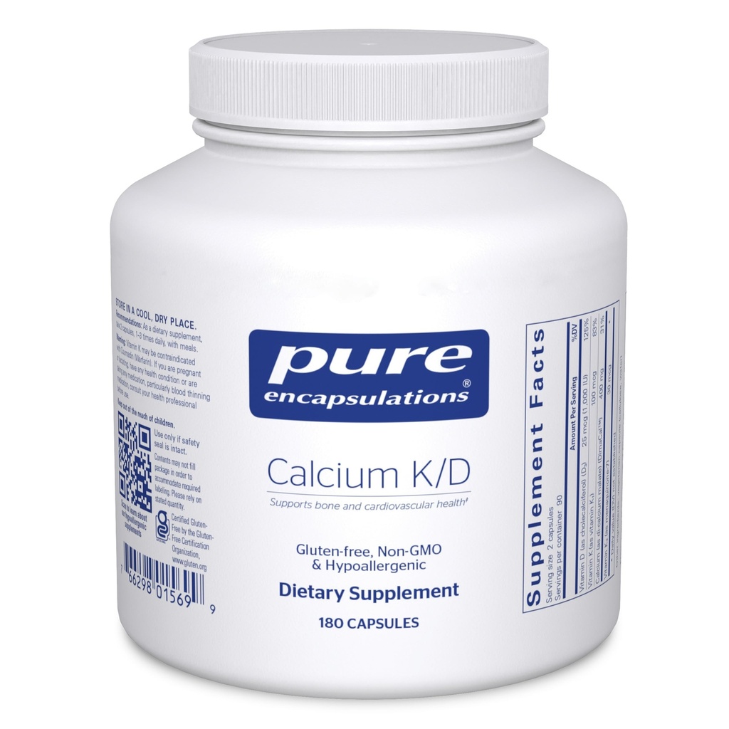 Ren indkapsling Calcium K / D; Supplement for benstyrke, immunsystem, kolon og cardiovaskulær sundhed *