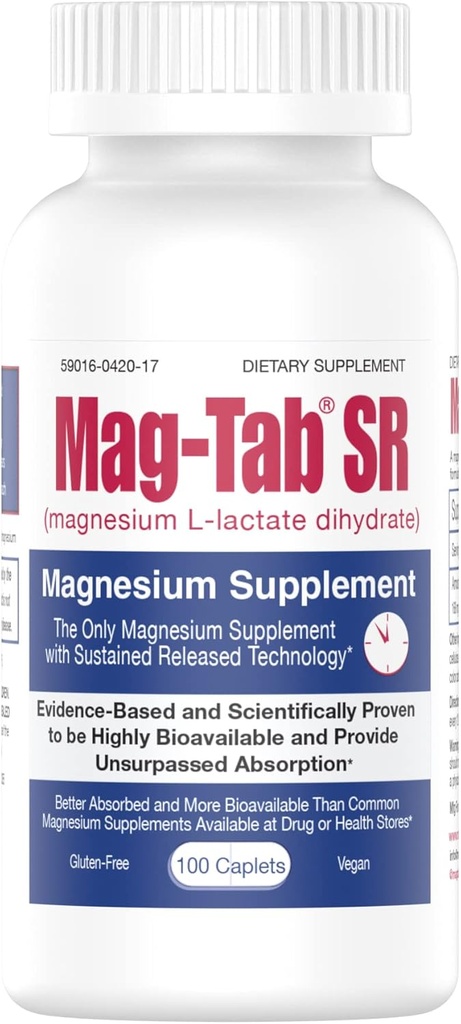 Extended Release Magnesium Lactate Levering til 10x bedre Absorption- Mag- Tab SR (Vedvarende Udgivelse) 100 Count- Supports Sleep, Muskelkramper, Magnesium Mangel Sundhed Emne