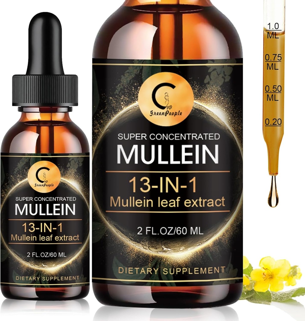 Mullein dråber til Lung, Mullein Leaf Extract, Super koncentreret Mullein flydende tinktur, Vegan, Non- GMO, 2 FL OZ