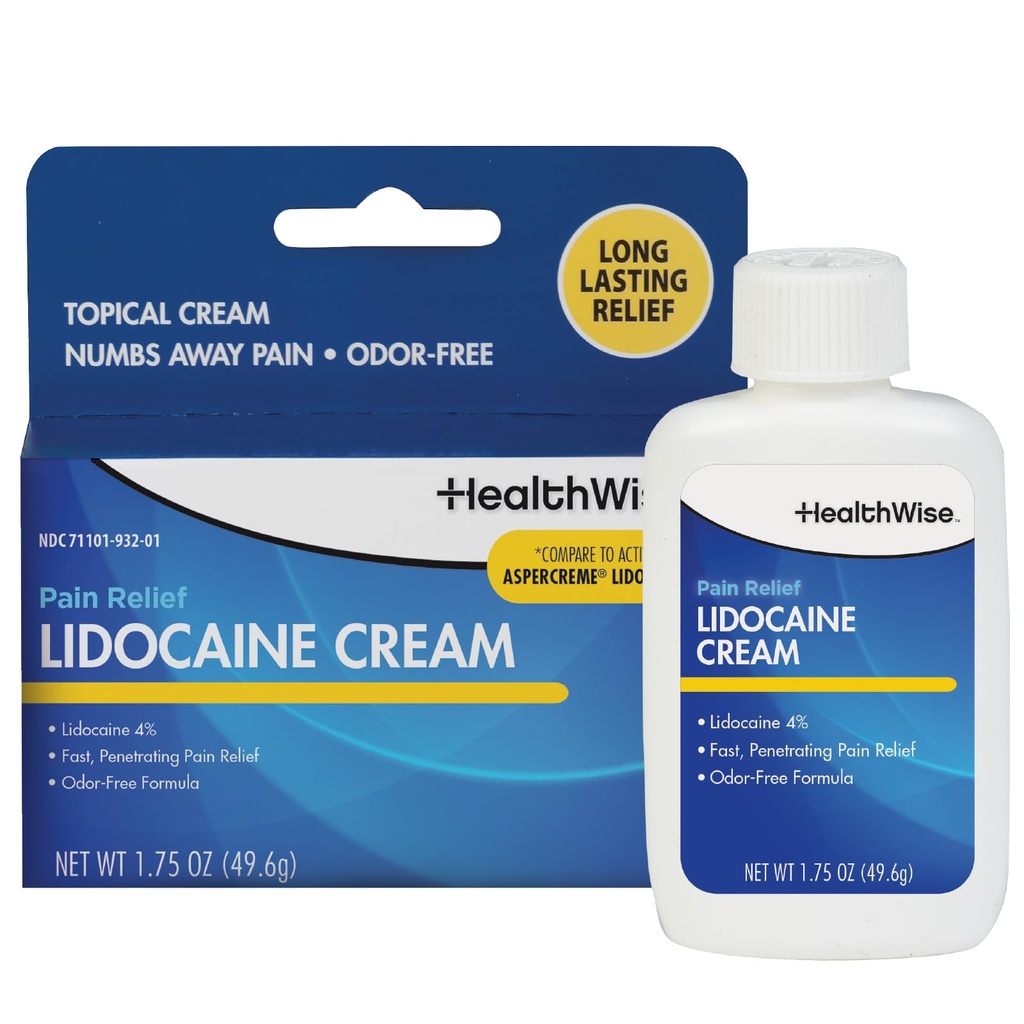 HealthWise maksimal styrke Lidocain Cream Note 124; Numbs Away Pain