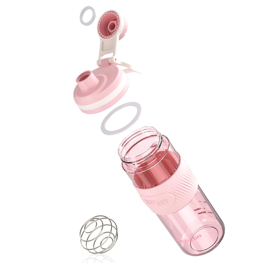 Shaker Flaske - 650ml / 23oz, Holdbar & Leak- Proof, Perfekt til Super Creamy Fitness Protein Shakes - Pink