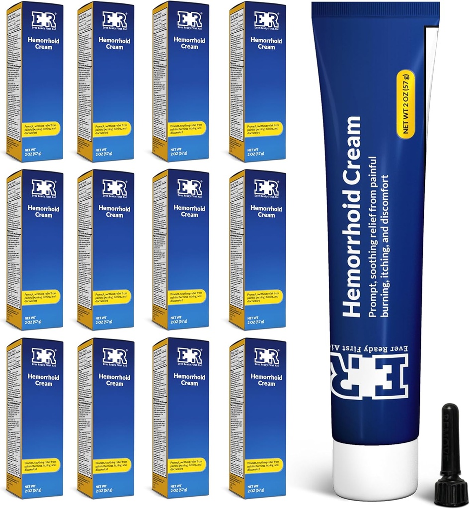 Nogensinde klar førstehjælp Hæmorhoid Smerte Relief Salve - Hurtig fungerende behandling for Itch, Hævelse, og maksimal styrke Smerte Relief, 2 oz (57g) Per Tube - 12 Pack