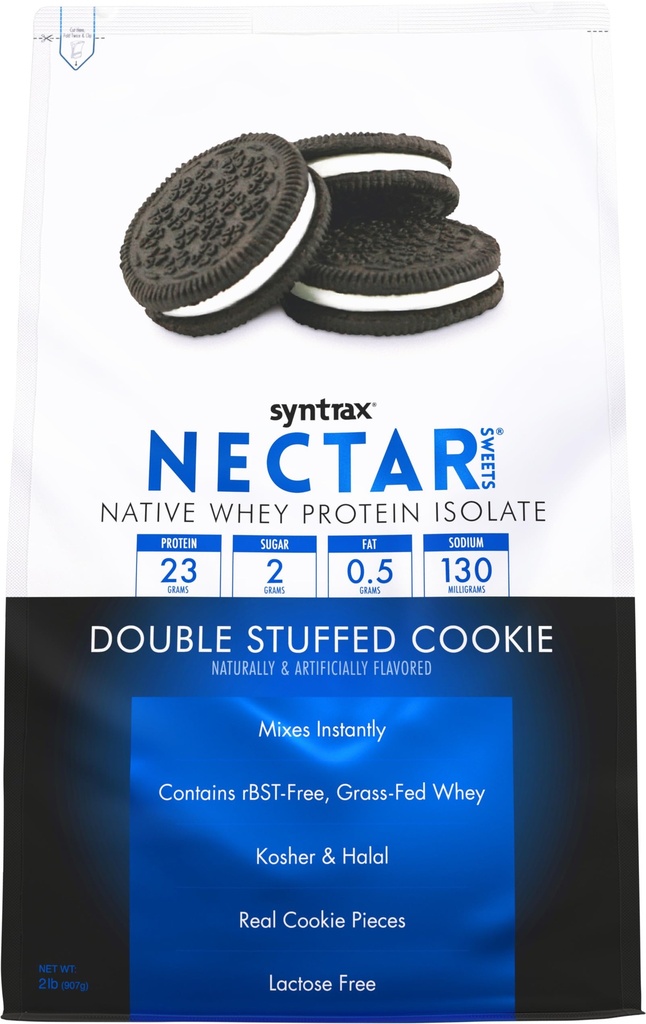 Syntrax Nutrition Nectar Sweets, Whey Protein Isolate, Real Cookie Pieces, Double Stuffed Cookie, 2 lbs.